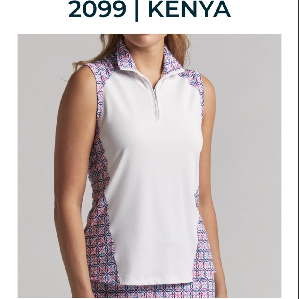 NWT Bermuda Sands Apparel Women's Sleeveless White and Pink Patterned Top.